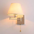 Swing Arm Wall Lamp Indoor Wall Sconce Lighting with White Fabric Shade Reading Wall Light Fixture with On/Off Switch for Living Room Doorway Study Room Bedroom Bedside