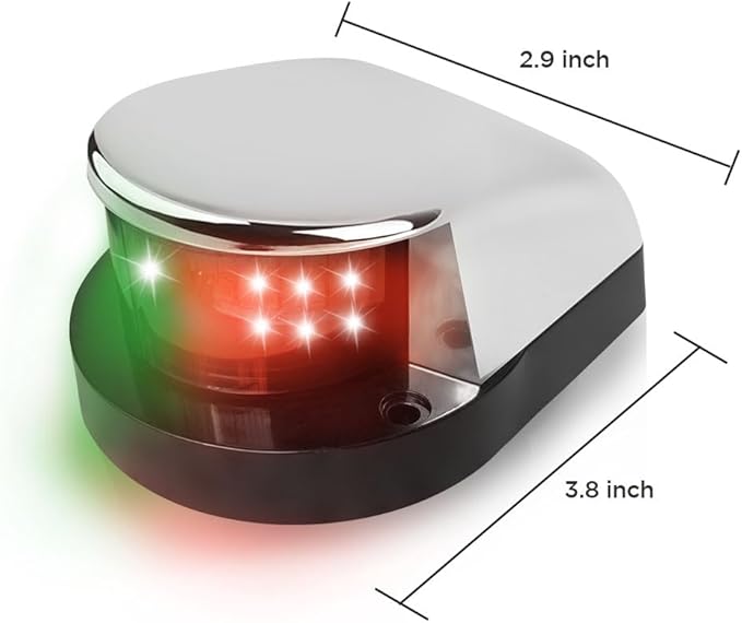 LED Boat Navigation Light Red and Green LED Marine Navigation Light Boat Bow Light for Pontoon and Small Boat (Silver Shell Shape)