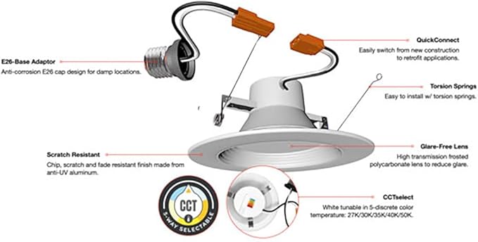 ~ Nebula-I Series ~ 4in, 10watt, LED, White, Round ~ Recess Light (6)