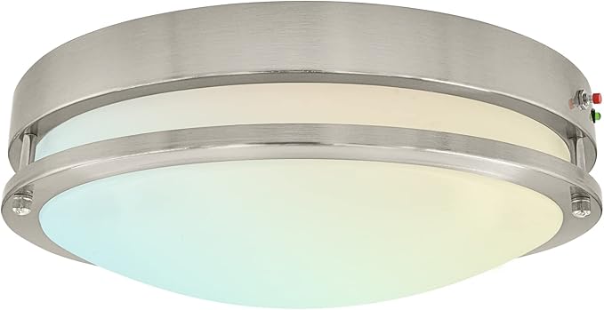 LUXRITE 14 Inch LED Emergency Light with Battery Backup, 18W, 5 Color Selectable 2700K-5000K, 1440 Lumens, Dimmable Flush Mount Ceiling Light for Home or Business, 120-277V, Damp Rated, ETL Listed