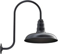 Steel Lighting Co. Topanga Barn Light | Outdoor Wall Mounted | Farmhouse Garage Light Made in America | 14 inch Dome | Upslope Gooseneck | Matte Black Exterior/Matte Black Interior