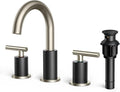FORIOUS Brushed Nickel and Matte Black Bathroom Faucet 8 Inch, Black Widespread Bathroom Sink Faucet 3 Hole with Pop Up Drain and Supply Line, 2 Handle Stainless Steel Vanity Room Remodel