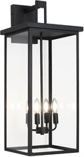 tewei 30In Large Size Square Outdoor Wall Lantern, Modern Black Outside Light for House Waterproof Porch Lights Outdoor Wall Sconce with Clear Glass Shade for Garage Porch Door, E12 Base (1 Pack)