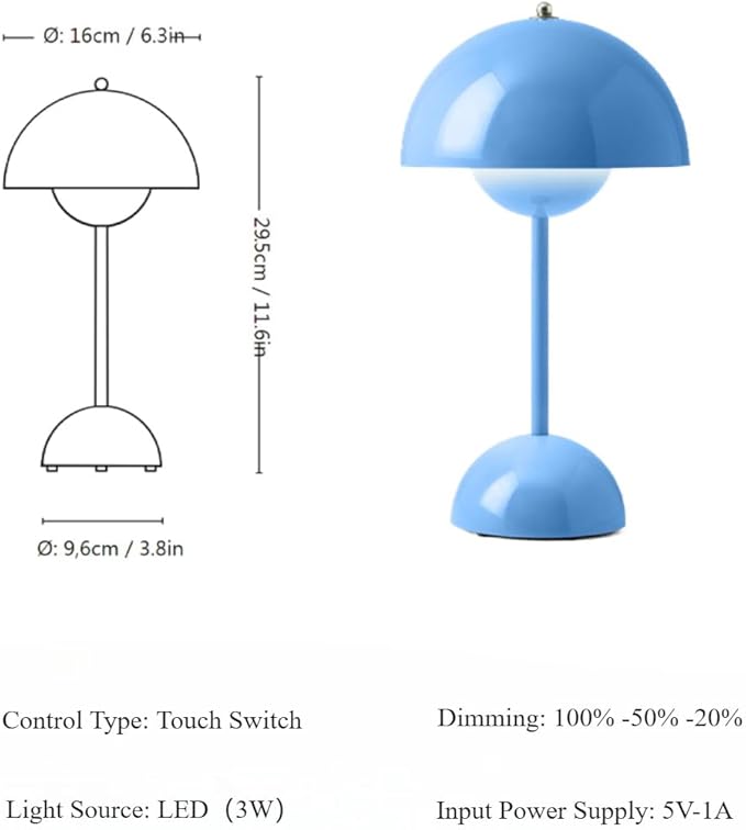 Flowerpot Lamp Modern Flower Bud 12" Cordless Touch Dimmable 2600mAh Rechargeable Nordic Minimalist Mushroom Lamp Retro Nightstand Bedside Light for Bedroom Living Room(Dark Green)