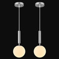 Modern Hanging Light Fixture Pendant Lighting for Kitchen Island Mid Century Chrome Pendant Lights with Globe Milky White Glass Pendant Light for Bedroom Bathroom Entryway (2 Pack)