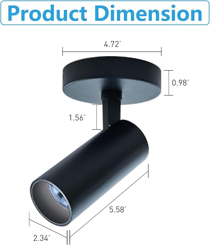 LED Ceiling Spotlight 4000K (Cool White 4Pack 12W No Dimmable,Spot Lights Black with 360° Pivoting Fixture, Adjustable Directional Indoor Spot Light,Tilt Angle Accent Lighting, 24°Beam Angle