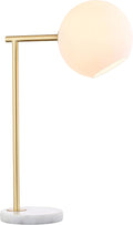 JONATHAN Y JYL1000A 20.5" Modern Gold Table Lamp with White Marble Base and Frosted Glass Globe, Contemporary Bedside Nightstand Lamp for Bedroom, Living Room, Office, LED Bulb Included