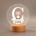Personalized LED Night Light - Star Cloud Forest Animal Theme with Wooden Base