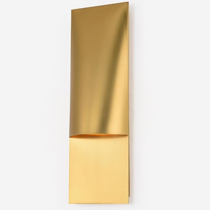 18 Inch Brushed Gold Wall Sconce for Modern Luxury Home Decor, Minimalist Linear Brass Finish Wall Sconces for Living Room, Bedroom, Dimmable Wall Light, Warm 3000K Ambient Lighting IP65 Waterproof