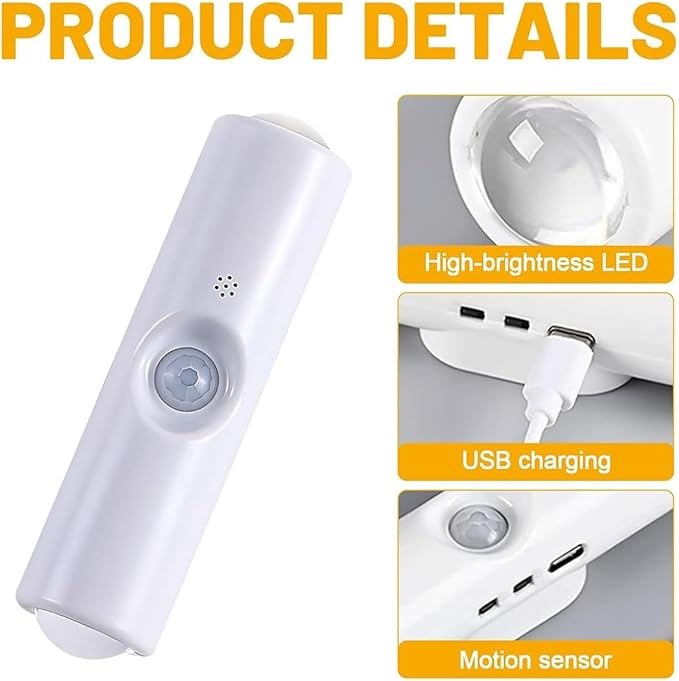 Rechargeable Smart LED Motion Sensor Ambient Light, Smart Sensor Magnetic Rechargeable LED Lights, Color Changing Motion Sensor Light, Wireless Magnetic Wall Lamp for Bedroom (2pcs 3colors white)
