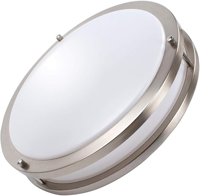 Drosbey 48W Dimmable LED Ceiling Light Fixture, Flush Mount Light Fixture for Kitchen, Bathroom, Bedroom, Garage, 5000 Lumens, 500W Equivalent, 13.2in, Daylight 5000K, Brushed Nickel