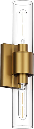 Tipace Bathroom Vanity Light Fixtures,Indoor Gold Wall Lights with Clear Glass,Modern Wall Sconces Up and Down Wall Mount Lamp for Bathroom,Bedroom,Hallway,Kitchen(Bulb not Include)