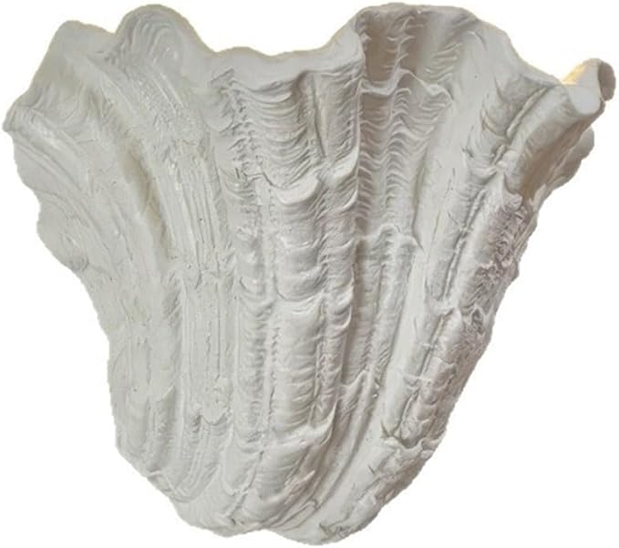 Modern Nordic Shell Wall Sconce, White Plaster LED Uplight (3000K Warm), Unique Seashell Design, Indirect Ambient Lighting for Bedroom, Living Room, Dining Room, Hallway Decor.(30cm/11.81")