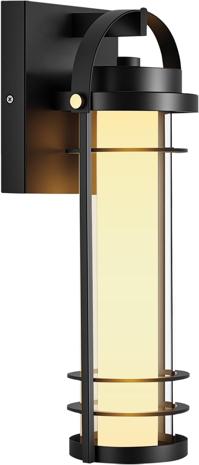 Outdoor Wall Lantern, Dimmable Wall Lights Fixture with 5 Color Temperatures, 15" Modern LED Sconce Waterproof Porch Lighting with Clear Glass for House Garage Doorway Patio, 1Pack
