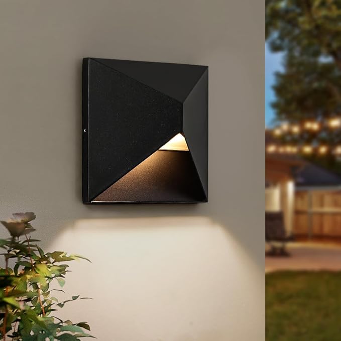 Aluminum Outdoor Sconces Wall Lighting, 8W Outdoor Wall Sconce, LED Porch Lights, Modern Outdoor Light Fixture Wall Mount, Black Wall Light Exterior for House,Enterway,Doorway