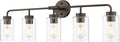 zeyu 36.9 Inch Bathroom Wall Light Fixtures, 5-Light Bathroom Vanity Light with Clear Glass Shade, Oil Rubbed Bronze Finish, ZS62B-5W ORB