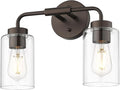 zeyu 2 Light Bathroom Vanity Light, Farmhouse Wall Sconce Lighting for Bathroom, Clear Glass Shade, Oil Rubbed Bronze Finish, ZS62B-2W ORB