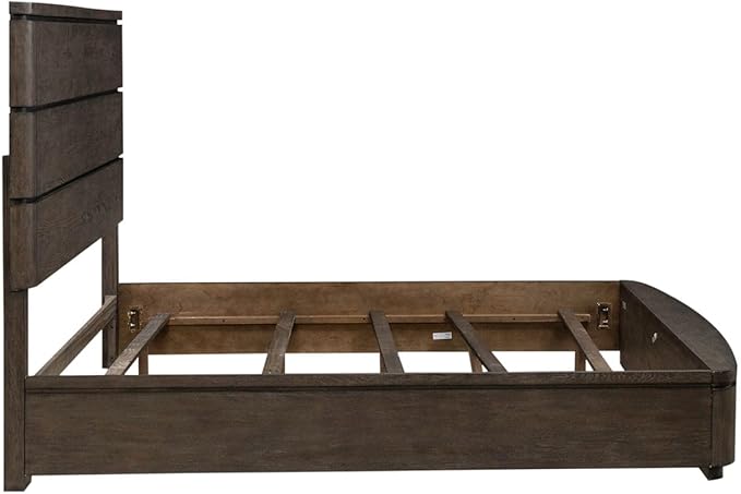 Liberty Furniture Cascade Falls King Panel Bed with LED Touch Light - Satin Espresso Oak