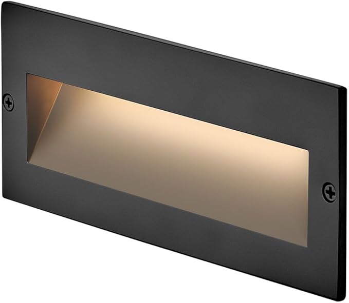 Hinkley Taper 12V Wide Horizontal Step Light - Wet Rated, Stainless Steel Construction, Recessed Mount, Etched Lens, ADA - Matte Black Stainless Finish