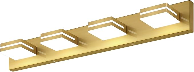 SineRise LED Modern Bathroom Vanity Light Fixtures (4-Light, 30-Inch, Dimmable),Brass Modern Acrylic Bathroom Wall Lighting Fixtures Over Mirror (Cool White 6000K)