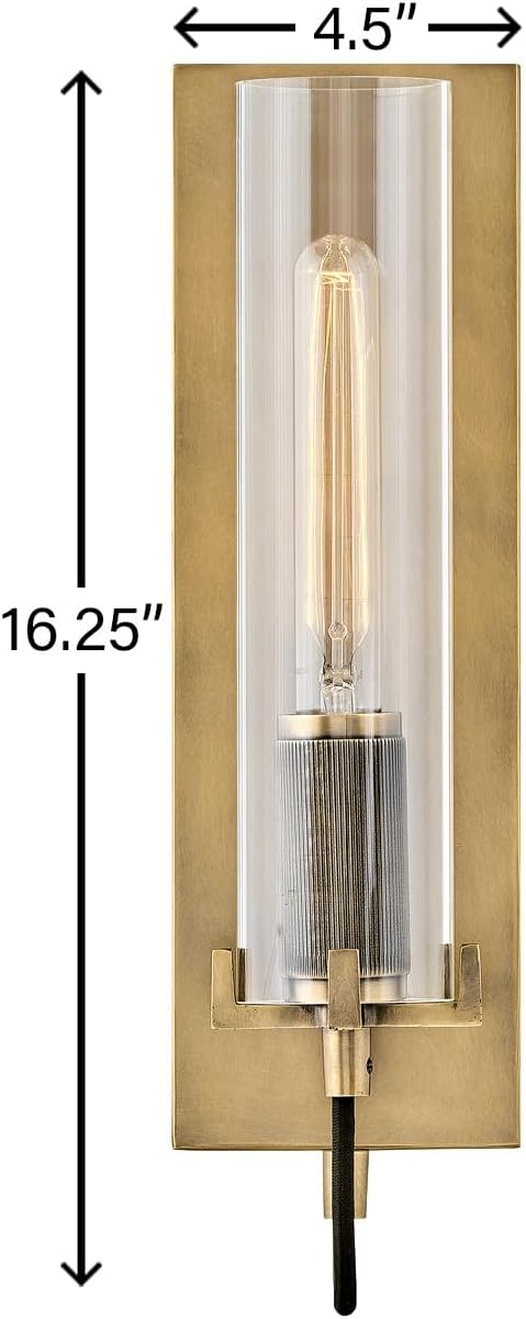 Hinkley Ryden 37850HB Indoor Wall Sconce - Sleek, Slender, Singular Light with Industrial Touches - Heritage Brass