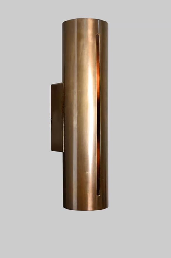 Handmade Mid Century Modern Brass Wall Sconce - MCM Sculptural Light Fixture for Home Decor, Vintage Cylinder Wall Lamp for Living Room, Bedroom, Hallway, Industrial Wall Lighting (Black Antique)