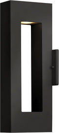Hinkley Atlantis Medium Wall Mount Outdoor Lantern - Aluminum, Etched Glass Lens, LED Bulb Included, Dark Sky - Satin Black Finish