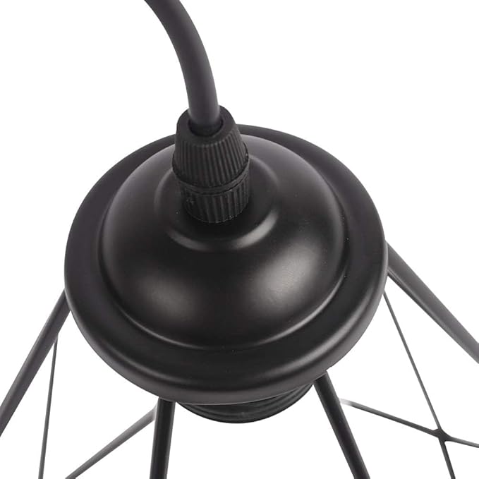 2 Pack Black Pendant Lights Kitchen Island,Farmhouse Hanging Lamp with Adjustable Cord,Small Metal Cage Hanging Ceiling Pendant Light Fixture for Dining Room,Entryway,Kitchen Island Sink,Foyer