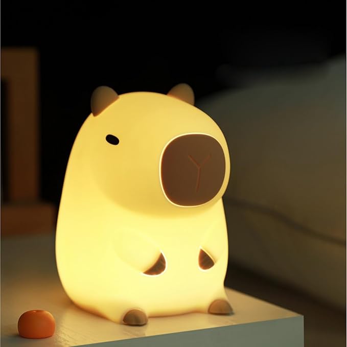 DREAMING MY DREAM Cute Capybara lamp,Squishy Capybara Night Light LED Rechargeable Novelty Animal Night Lamp,2 Levels Dimmable Nursery Nightlight for Kids,Touch Lamp for Bedroom