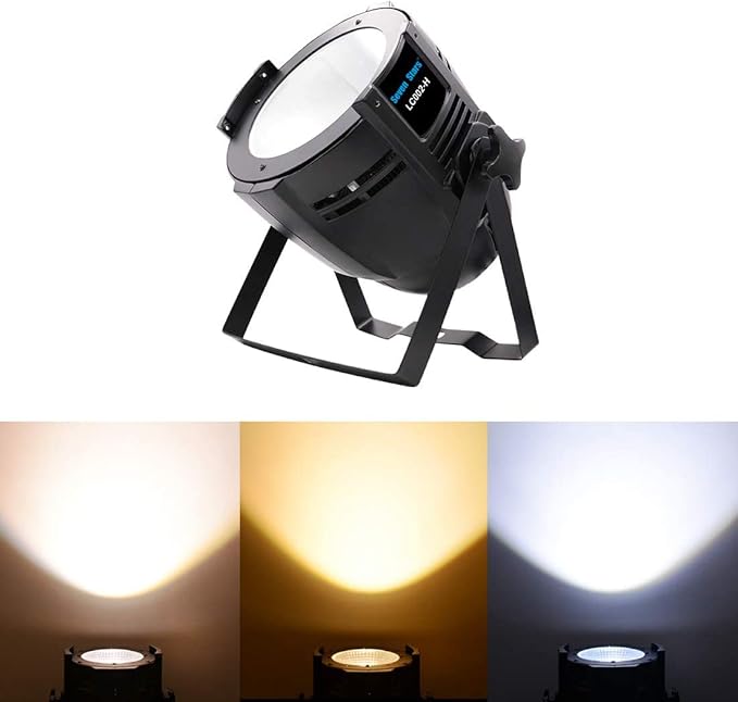 Seven Stars 200W COB Lights LED Par Light Warm White & Cool White Stage Wash Lights, DMX Stage Lights for Church/Theater/Party/Stage Show/Club/Karaoke/Photo Studio (4 Pack)