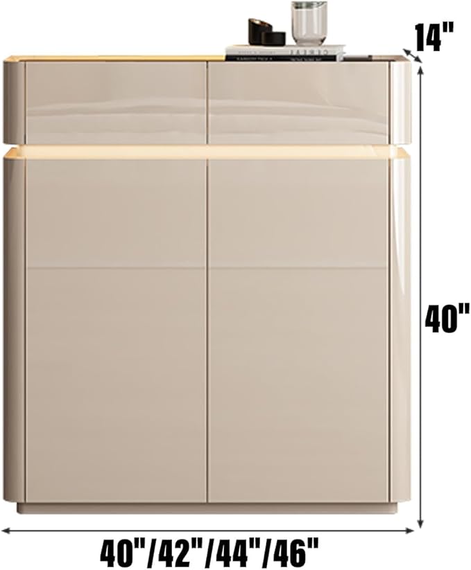 44IN Luxury Shoe Cabinet - Freestanding Shoe Cabinet | Large-Capacity Indoor entryway Storage | Built-in Adjustable Shelves | Equipped with LED Smart Sensor Light | Oak Material