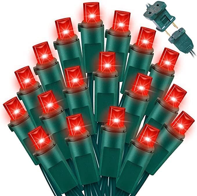LAMPHOME 60LED Red Valentine Lights, Valentine Room Lights Green Wire, Connectable Plug in red Christmas String Light Indoor Outdoor for Christmas Bedroom Valentines Party