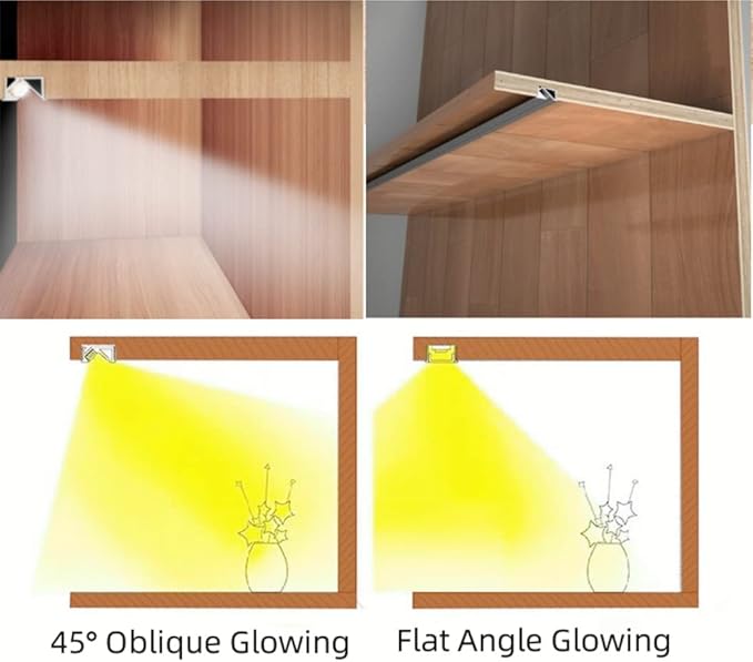 6 Pack 3.3ft/1M Under Cabinet Light, Invisible Recessed YW-Shape LED Aluminum Channel System with Milky Cover& End Caps, Suitable for 6mm LED Strip Light Installations