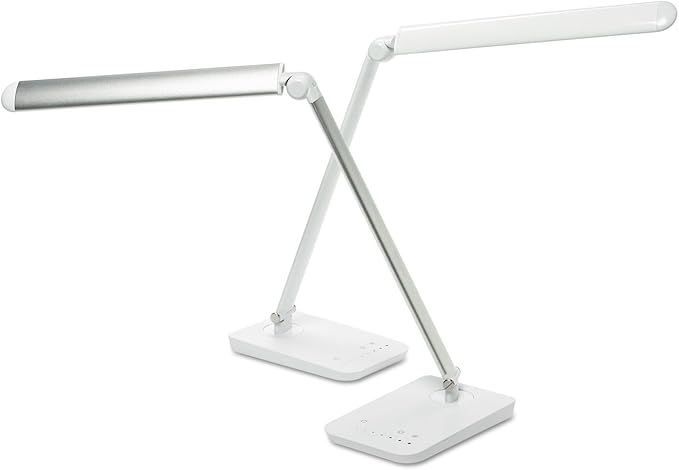 Safco 1001WH Vamp LED Modern ABS Desk Lamp with USB Port and Dimmer Switch, White