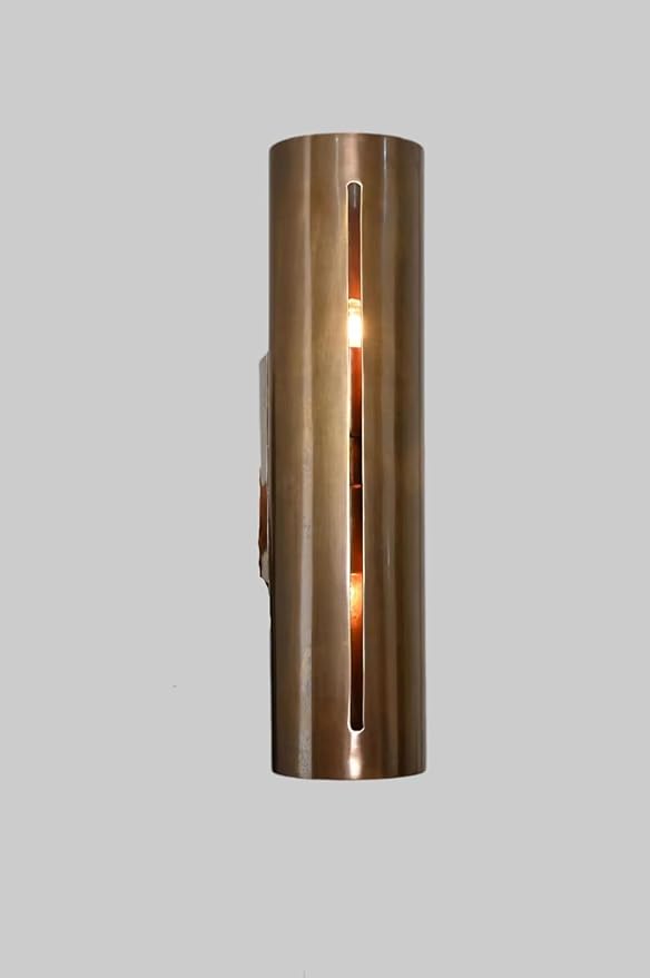 Handmade Mid Century Modern Brass Wall Sconce - MCM Sculptural Light Fixture for Home Decor, Vintage Cylinder Wall Lamp for Living Room, Bedroom, Hallway, Industrial Wall Lighting (Brushed Chrome)