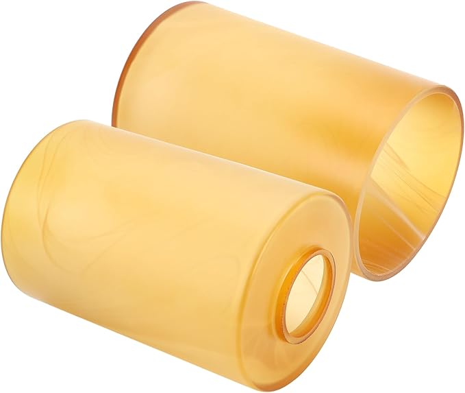3 Pack Amber Alabaster Glass Replacement Globe & Shade, 6-1/16" Tall, 1-5/8 inch Fitter, Farmhouse Frosted Cylinder Glass Lamp Cover for Chandelier Pendant Light Wall Sconce Light Fixtures