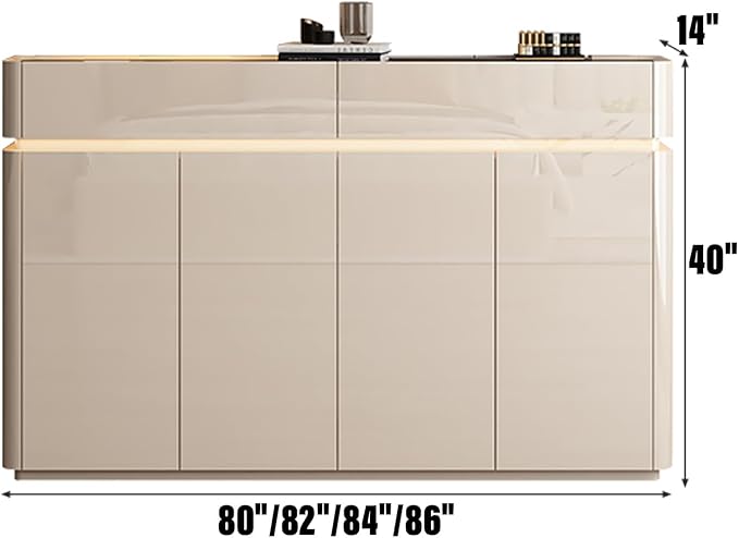 86IN Luxury Shoe Cabinet - Freestanding Shoe Cabinet | Large-Capacity Indoor entryway Storage | Built-in Adjustable Shelves | Equipped with LED Smart Sensor Light | Oak Material