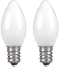 C7 Candelabra Led Night Light Bulbs, 0.6 Watt Equivalent 7W Incandescent, E12 Milk White Bulbs, Warm White 2700K Smalll Nightlight Replacement Bulb for Window Candle & Chandeliers, 2 Pack