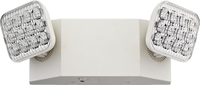 Lithonia Lighting Basics LED Emergency Light, Emergency Lighting with Dual Adjustable LED Lamp Heads, Wall Mount, Damp Location Rated, 90-Minute Backup, 120/277V, White (EU2C M6)