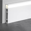 32 Pack LED Aluminum Metal Baseboard Trim 80 x 2500mm 3.15” x 8.2’ Total 262.5 ft 80 meters, Pearl White LED Light Aluminum Wall Base Board Cover Molding Skirting Trim, Surface Base Mounted Side Light