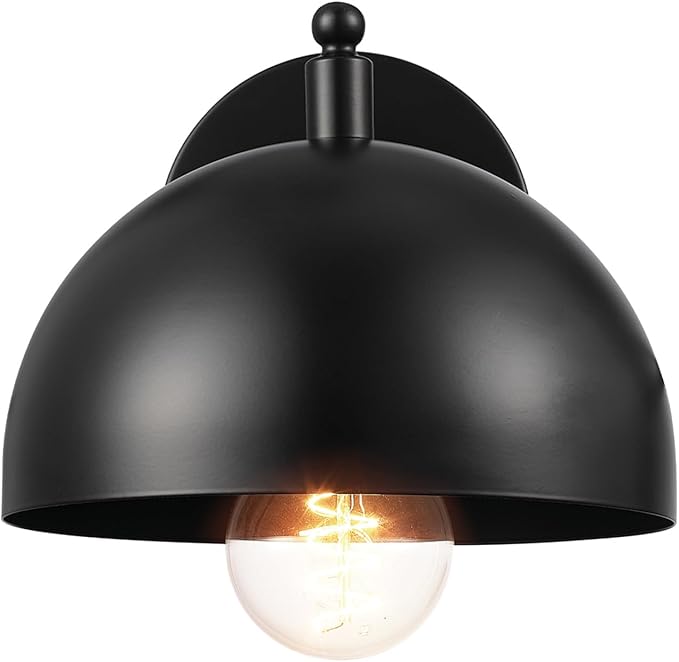 GLOBE Electric 65000047 1-Light Wall Sconce, Matte Black, Wall Lights for Living Room, Bedroom, Den, Mounted Bedside Lamp, Apartment Essentials, Dimmable, Lights for Apartment and Rentals