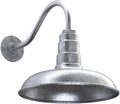 Steel Lighting Co. Topanga Barn Light | Outdoor Wall Mounted | Farmhouse Garage Light Made in America | 14 inch Dome | 16 inch Gooseneck | Galvanized Exterior/Galvanized Interior