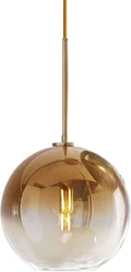 Gradient Color Glass Pendant Light,Modern Glass Hanging Light Chandelier Light (Gold, 20cm)