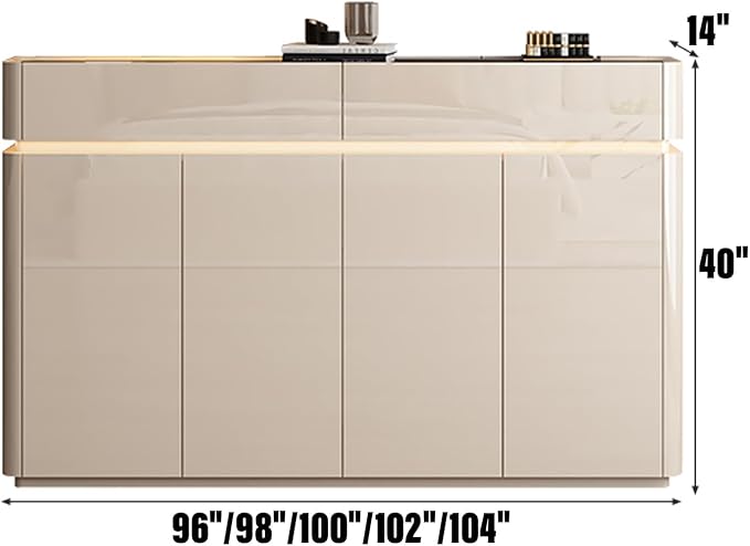 96IN Luxury Shoe Cabinet - Freestanding Shoe Cabinet | Large-Capacity Indoor entryway Storage | Built-in Adjustable Shelves | Equipped with LED Smart Sensor Light | Oak Material