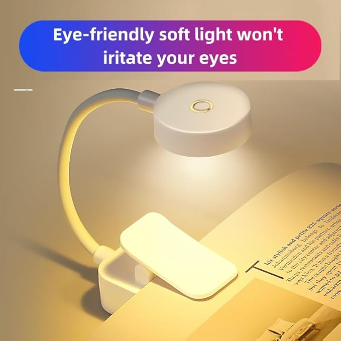 4Pack Rechargeable Book Light Bulk for Reading in Bed,3 Color Temperature Reading Light,Adjustable Brightness,Clip on to Book for Reading at Night