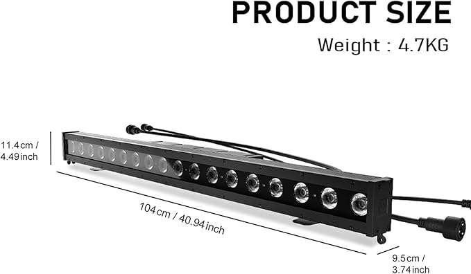 SHEHDS 18x10W Waterproof Wash Wall Light, RGBLAC 6-in-1, IP65 Waterproof, DMX512, Stage DJ Light, Strobe Effect, Aluminum Shell, for Outdoor Party, Disco, Live Show