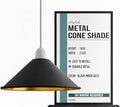 Black with Gold Interior Cone Pendant Light Shade Metal Farmhouse Hanging Light Fixture Replacement Lamp Shade for Ceiling Fan or Kitchen Island Lighting (Black inner Gold, Pack of 1)