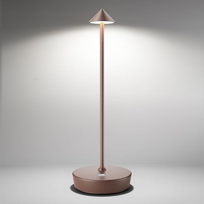 Cordless Table Lamps Rechargeable, 6000mAh Battery Operated LED Desk Lamp Outdoor Waterproof Portable Touch Dimmable Table Night Light for Patio Restaurant Dining Home Rust