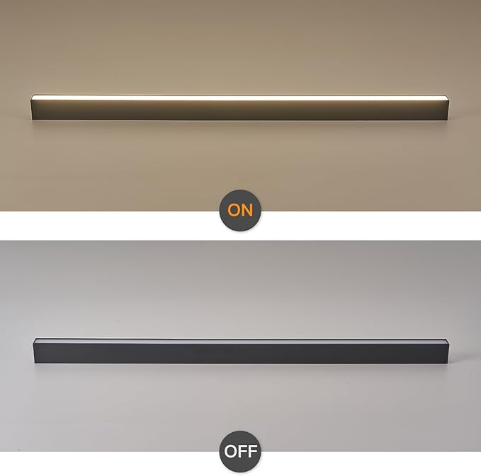 Black ceiling light LED, modern and simple, long strip ceiling surface installation, suitable for living room, bedroom, corridor and kitchen, remote control to switch color and brightness, 23.6 inches