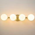 Bathroom Vanity Mirror Light Fixtures: 4 Lights Bath Wall Sconce Lighting - Brass Gold Vanity Lights with Milk Glass Shade - Modern Minimalist Makeup Light Fixture Above Mirror for Hallway E26 Base
